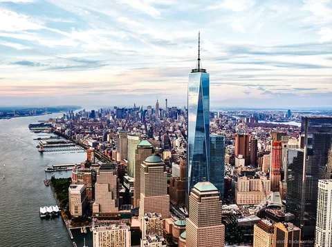 Vista dal One World Observatory sullo skyline di Manhattan
