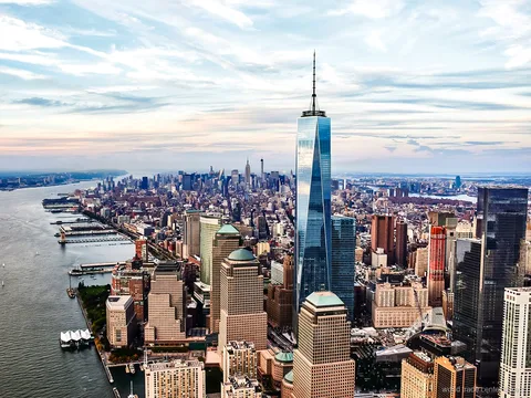 Udsigt fra One World Observatory over Manhattans skyline